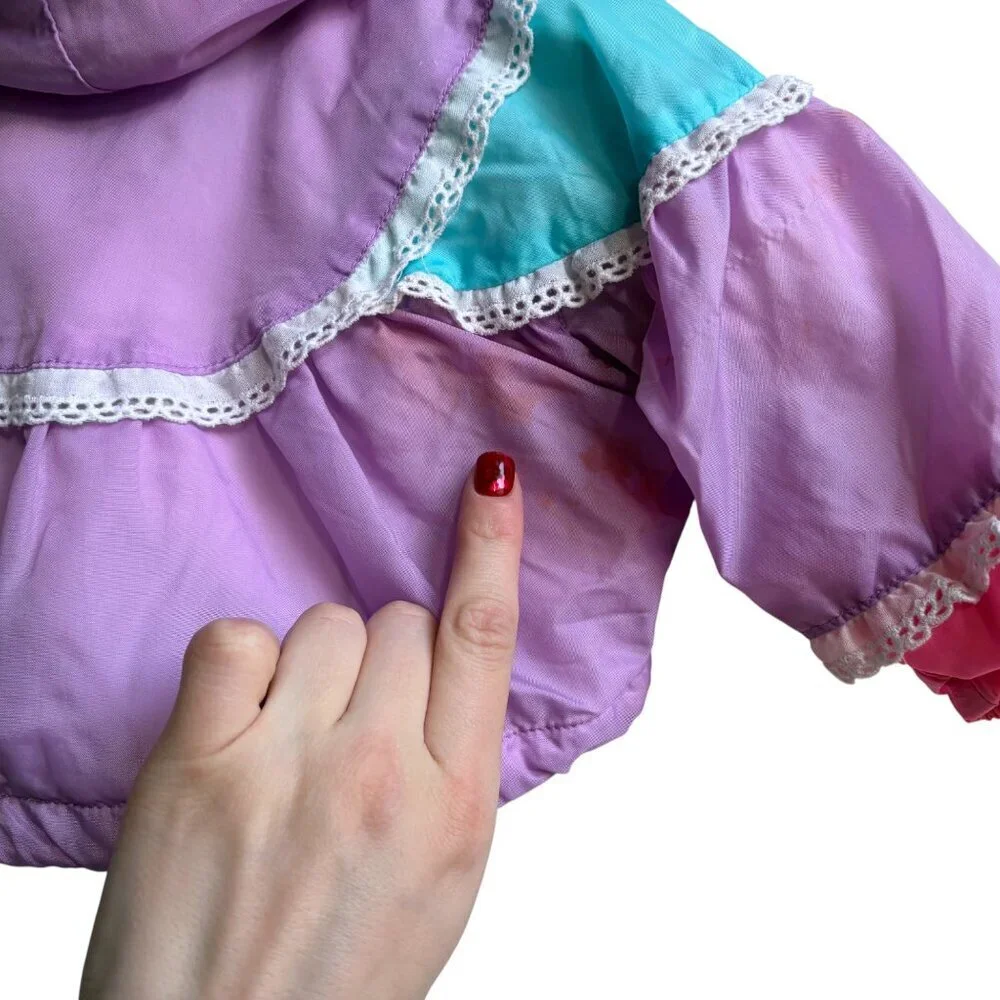 Vintage Kids London Fog Pastel Purple Pink Bear Lace Heart Jacket 9-12 Months